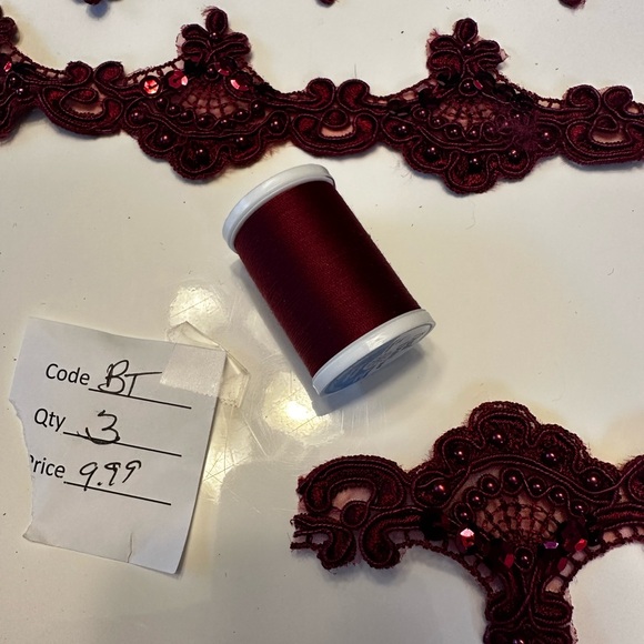 Other - 3 yards burgundy lace